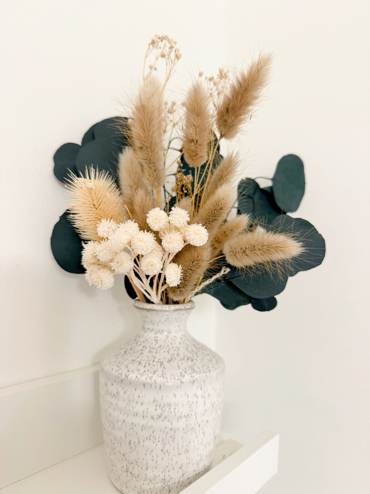 Green Garden Dried Floral Mini Arrangement in Vase