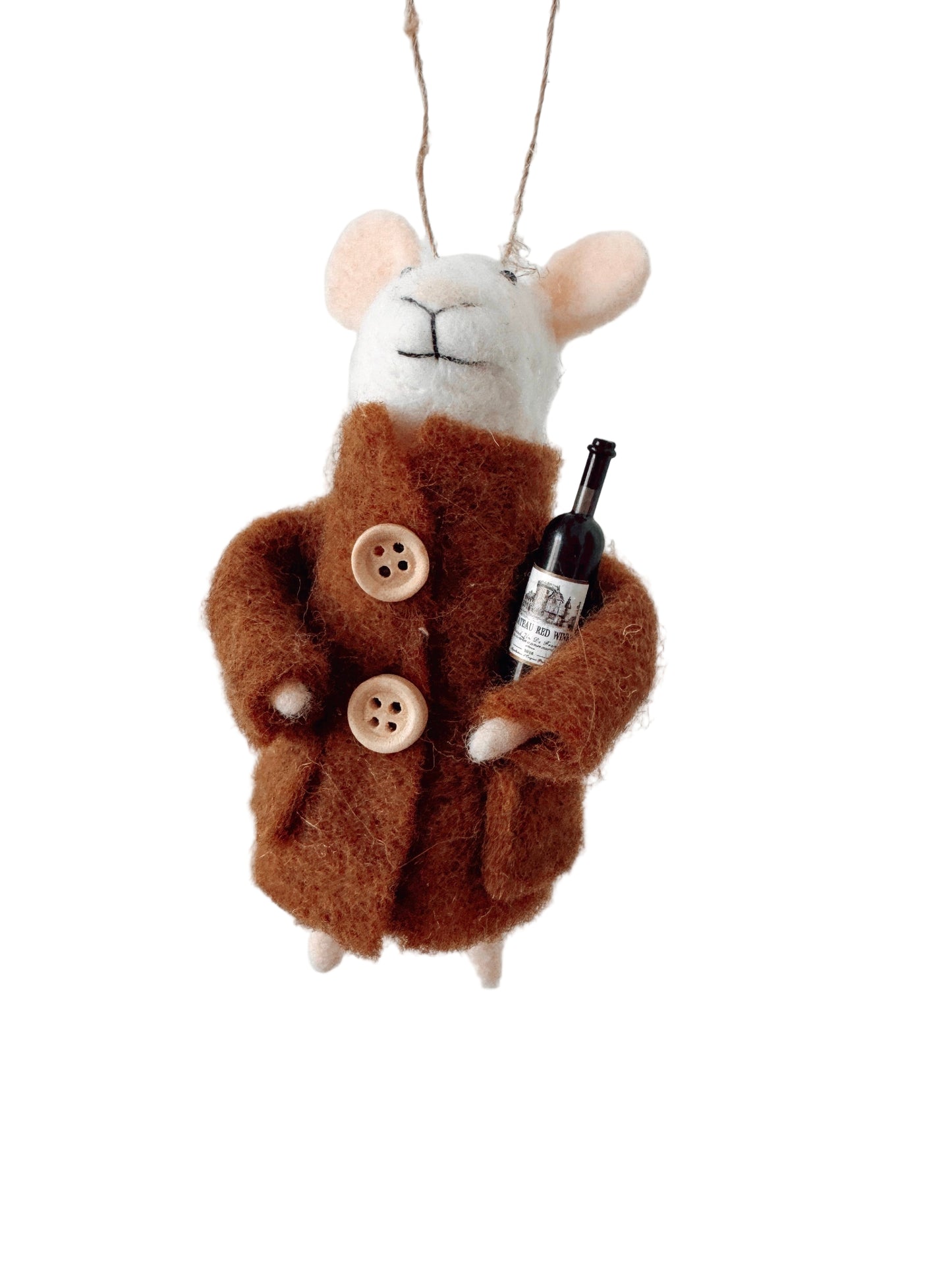 Wine Mouse Ornament Brown Coat