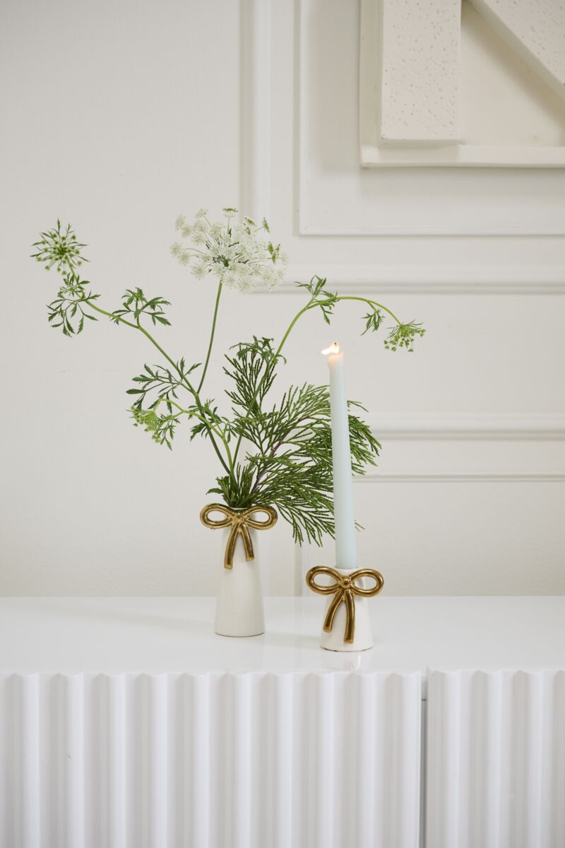 Gold Bow Candle Holders