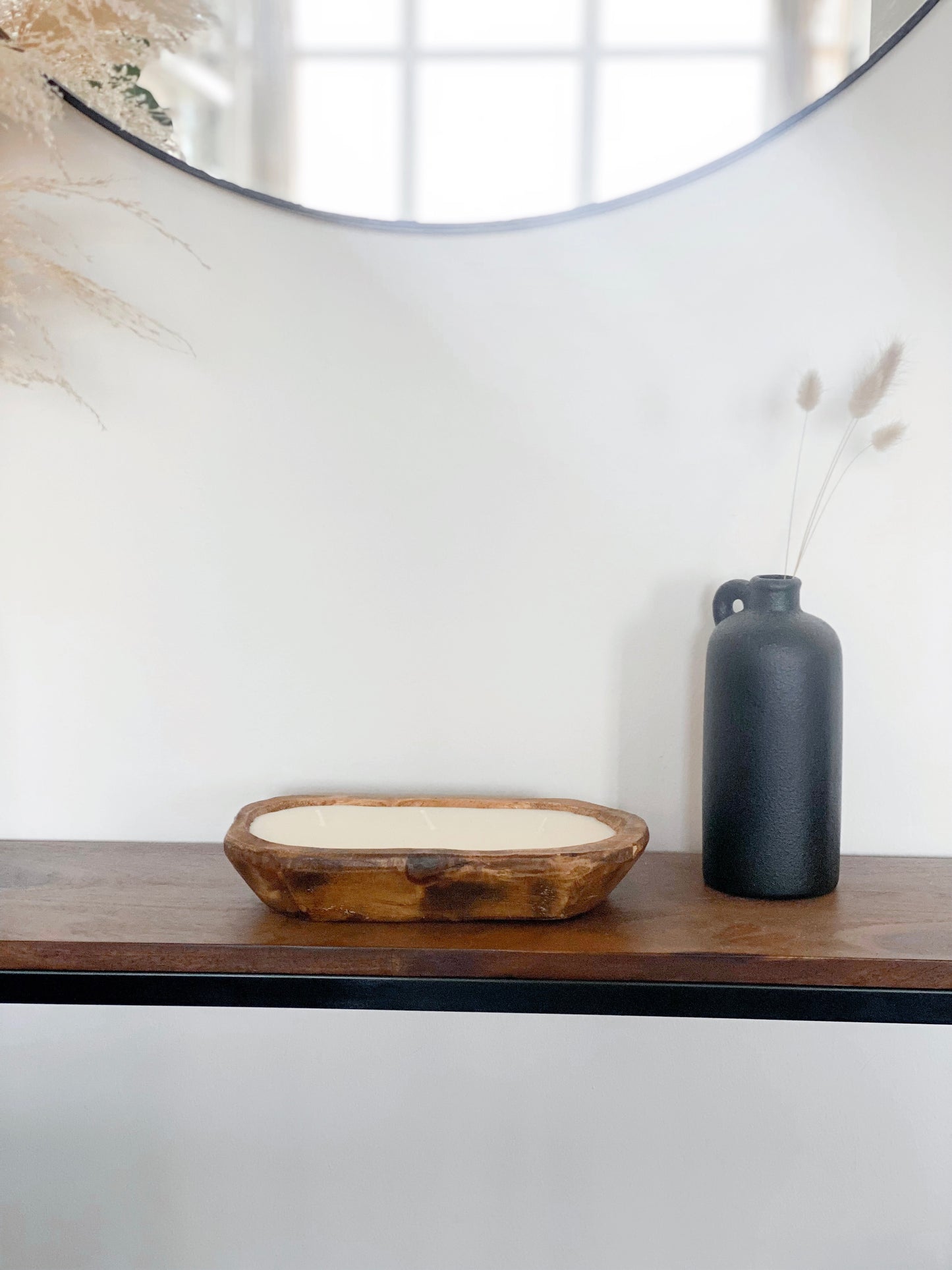 3-Wick Wood Dough Bowl Candle