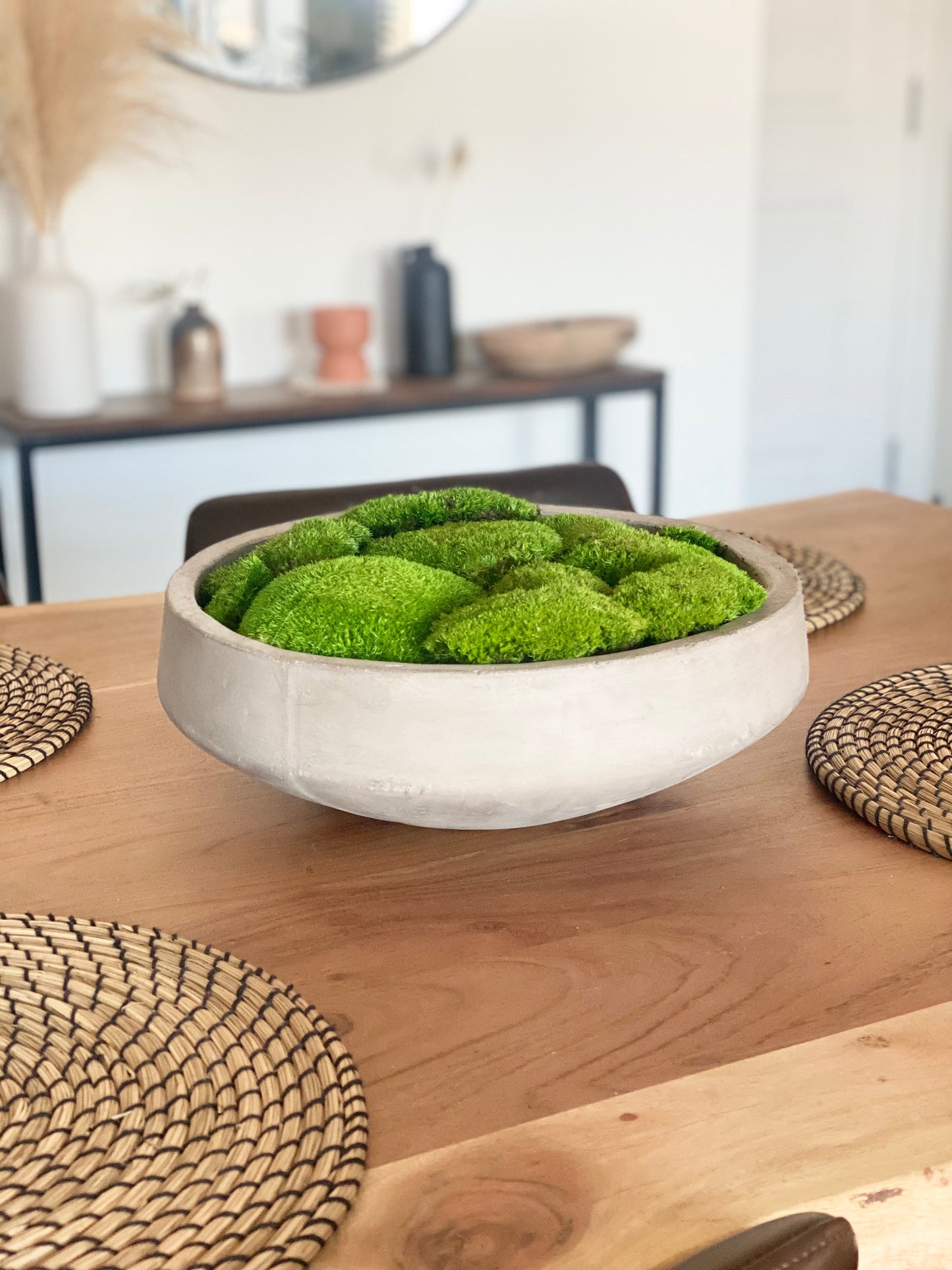 Preserved Moss in Concrete Bowl | Moss Bowl Centrepiece
