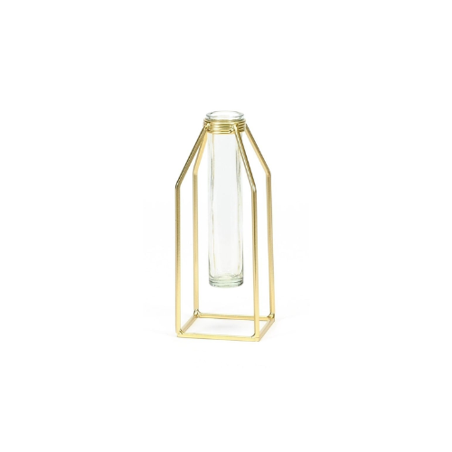 Propagation Vase | Glass Tube Bud Vase on Gold Rack
