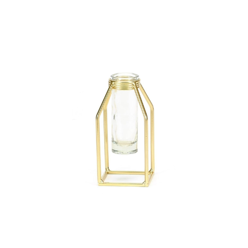 Propagation Vase | Glass Tube Bud Vase on Gold Rack