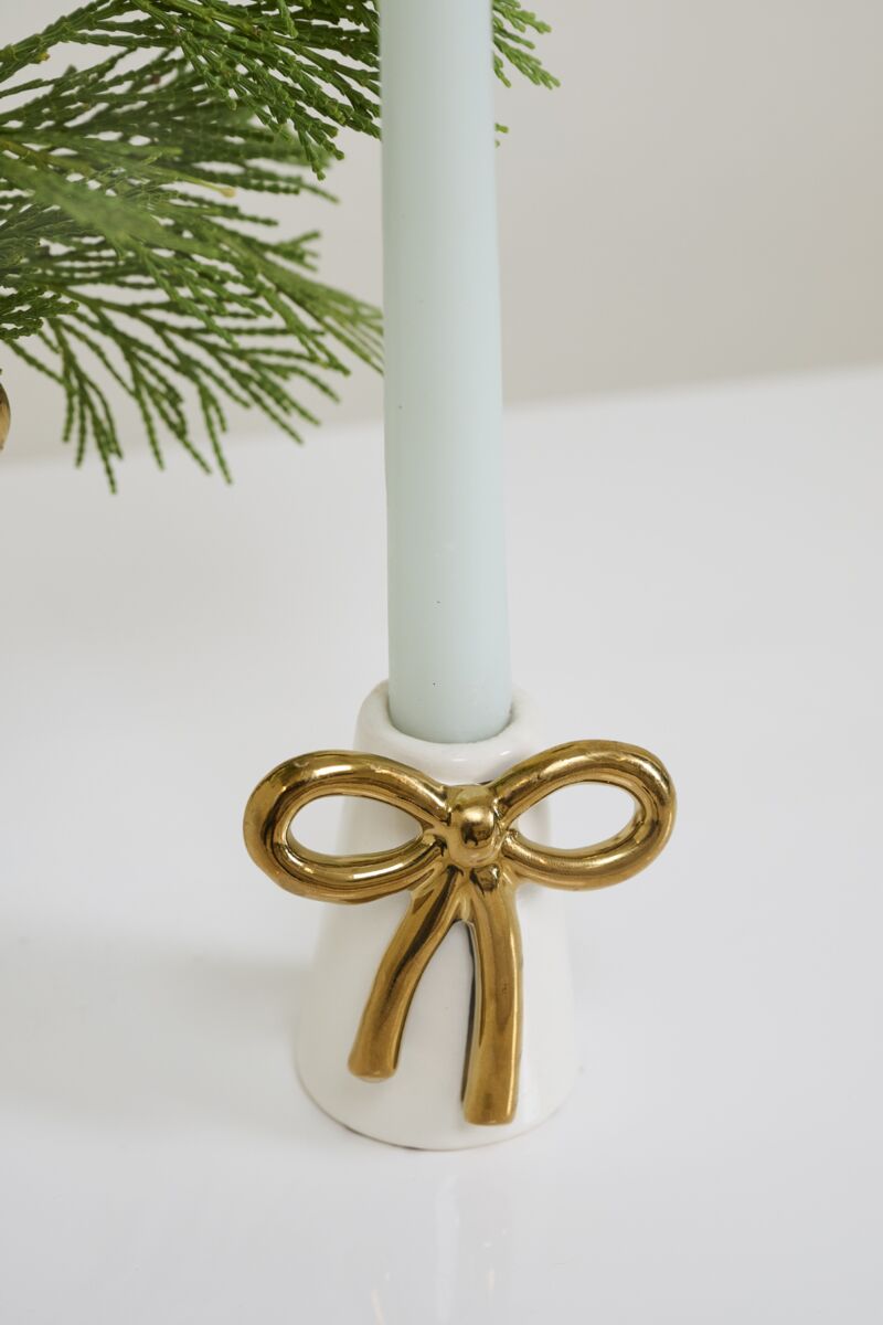 Gold Bow Candle Holders
