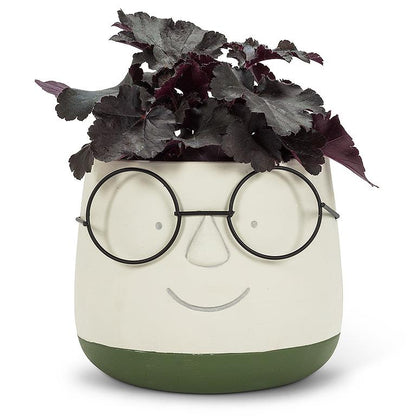 Cute Face with Glasses Plant Pot