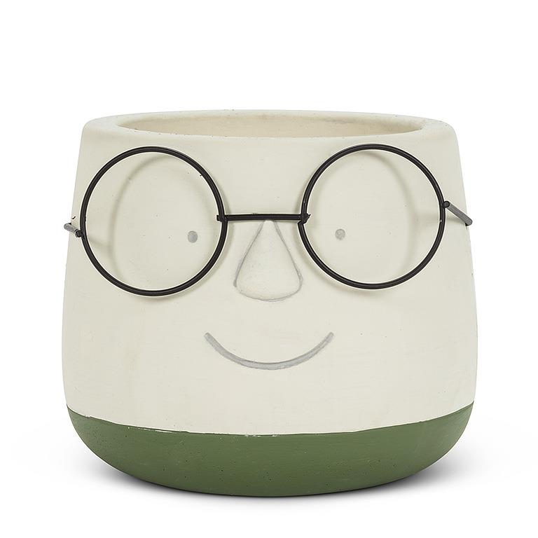 Cute Face with Glasses Plant Pot