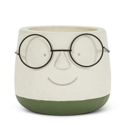 Cute Face with Glasses Plant Pot