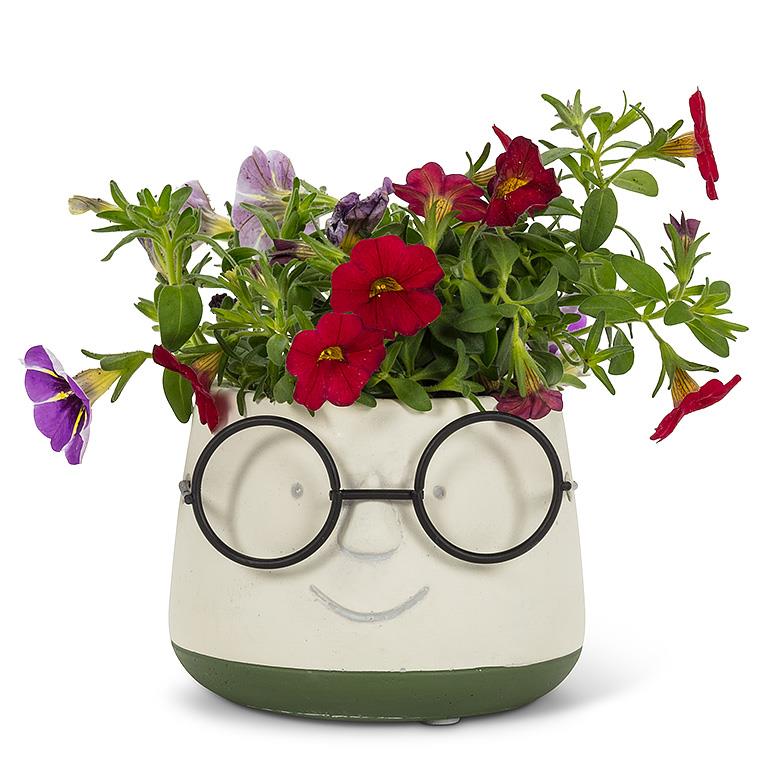 Cute Face with Glasses Plant Pot