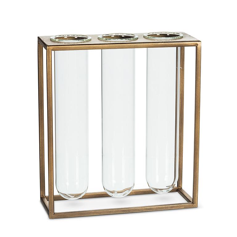 Tube Vase with Gold Rack | Large Propagation Station