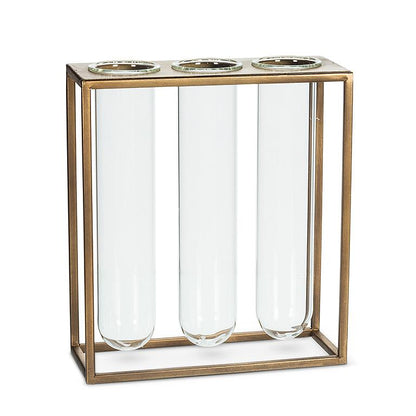 Tube Vase with Gold Rack | Large Propagation Station