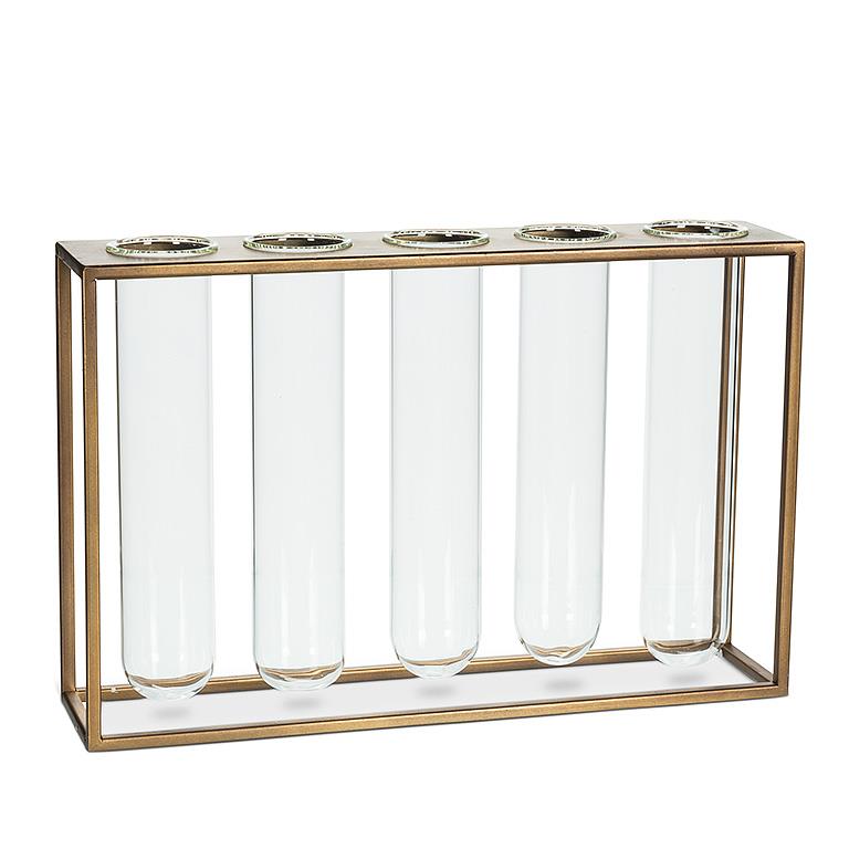 Tube Vase with Gold Rack | Large Propagation Station