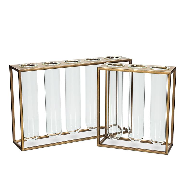 Tube Vase with Gold Rack | Large Propagation Station