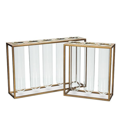 Tube Vase with Gold Rack | Large Propagation Station