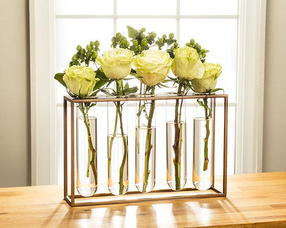Tube Vase with Gold Rack | Large Propagation Station