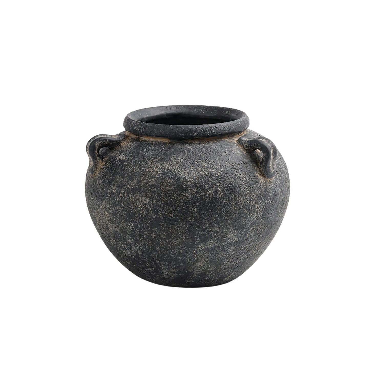 Black Terracotta Vase With Handles