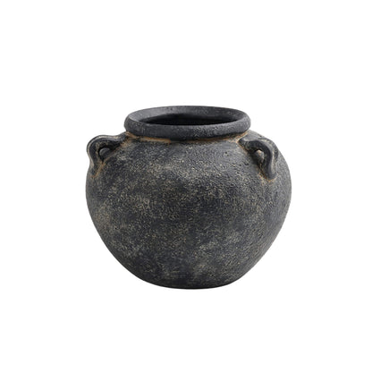 Black Terracotta Vase With Handles