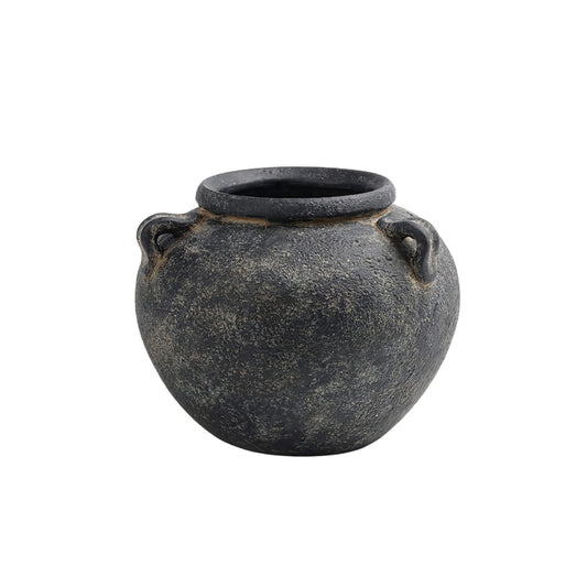 Black Terracotta Vase With Handles