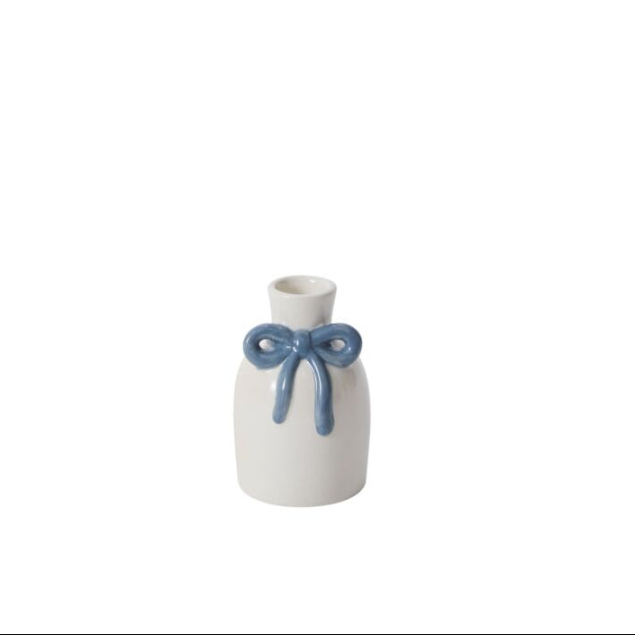 Blue Bow White Vase