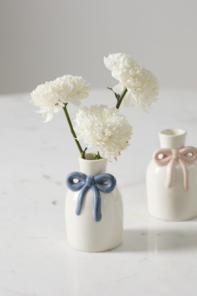 Blue Bow White Vase