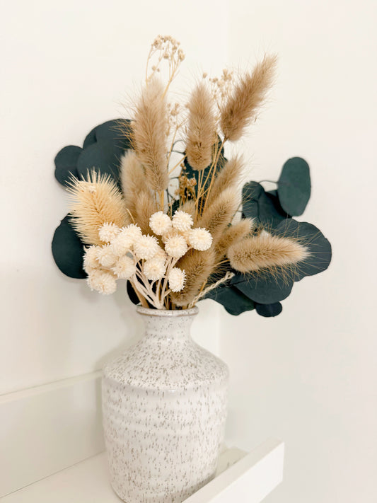 Green Garden Dried Floral Mini Arrangement in Vase