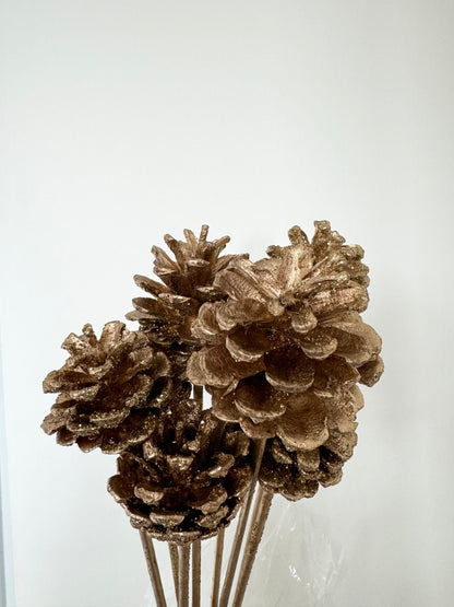 Gold Pinecones on Stem