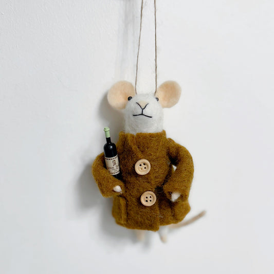 Wine Mouse Ornament Brown Coat