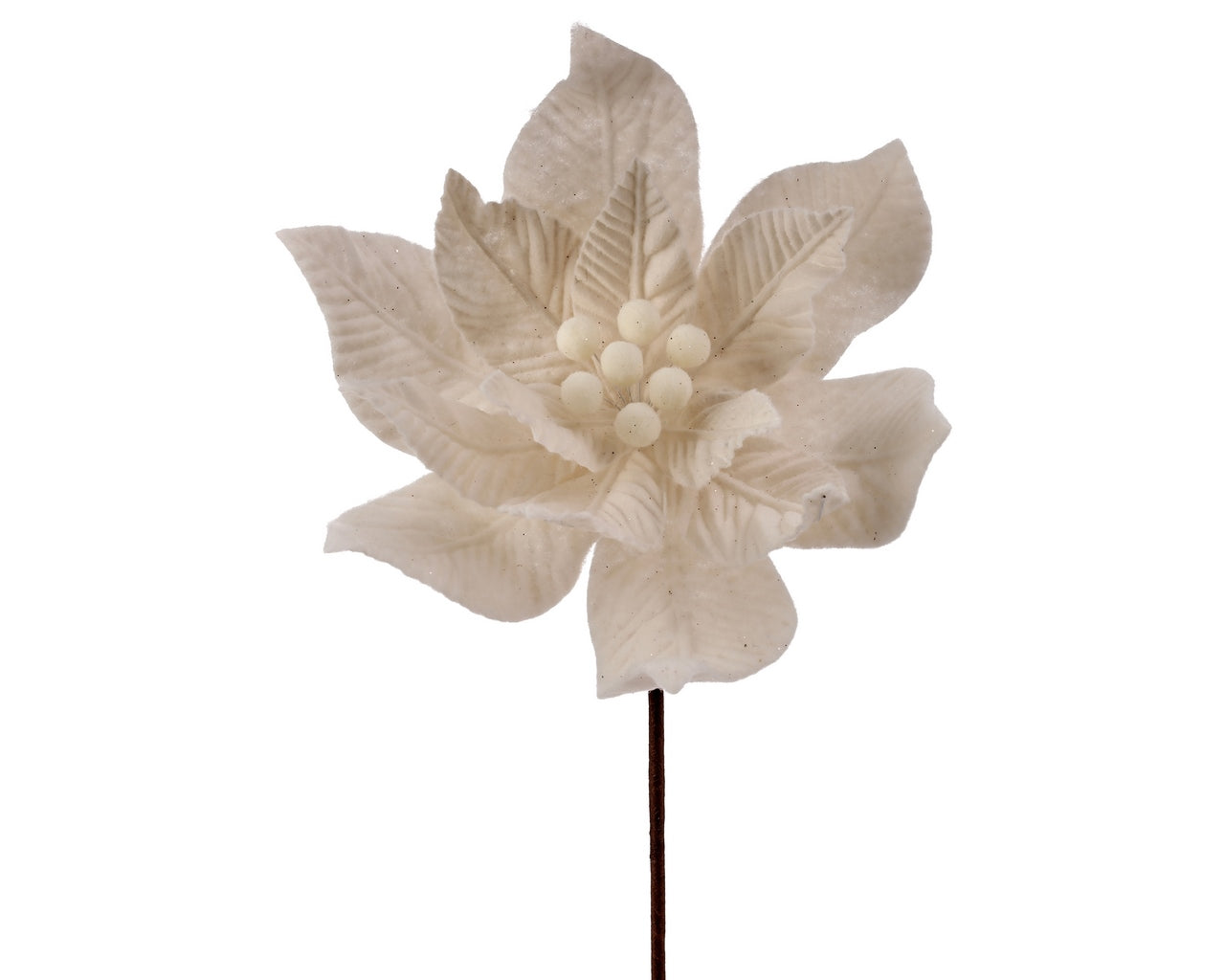 Felt Poinsettia 5″ Stem – Ivory