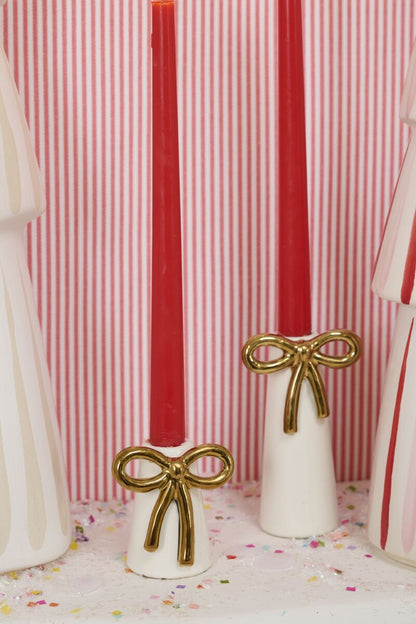 Gold Bow Candle Holders