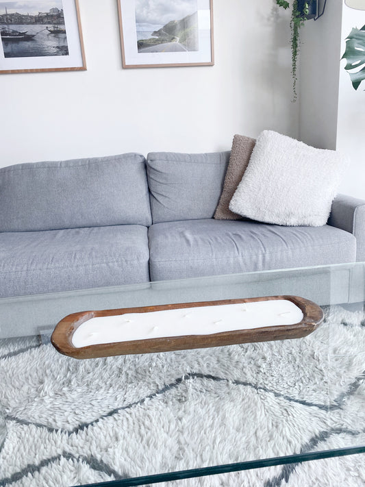 Long Wood Dough Bowl Candle