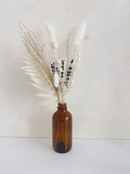 Mini Dried Floral Arrangements in Glass Bottle | Restaurant/Event Table Decor