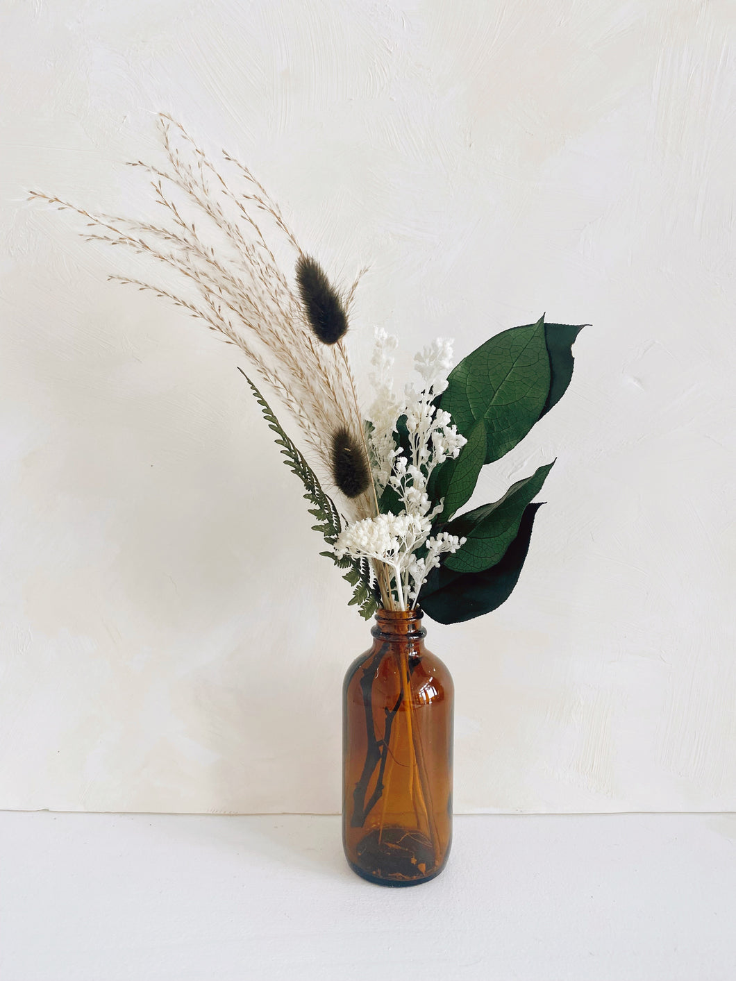 Mini Dried Floral Arrangements in Glass Bottle | Restaurant/Event Table Decor