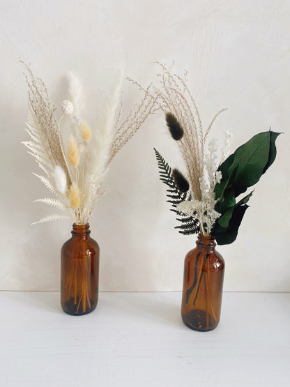 Mini Dried Floral Arrangements in Glass Bottle | Restaurant/Event Table Decor