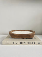 Load image into Gallery viewer, 3 Wick Wood Dough Bowl Candle
