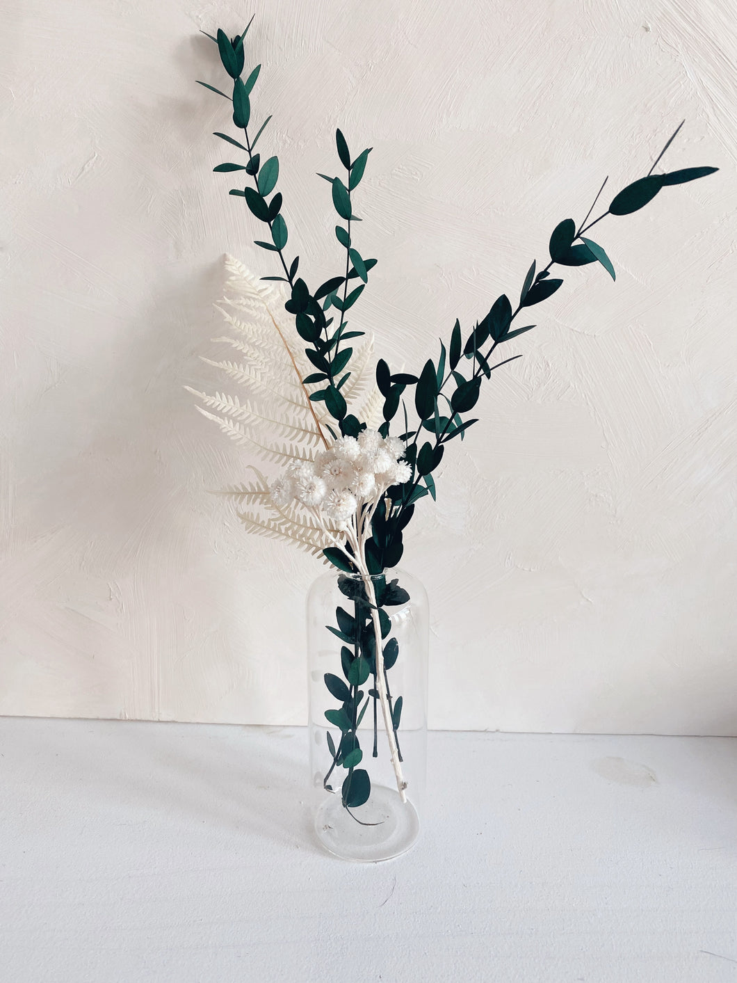 Dried Flower Arrangement in Glass Bud Vase